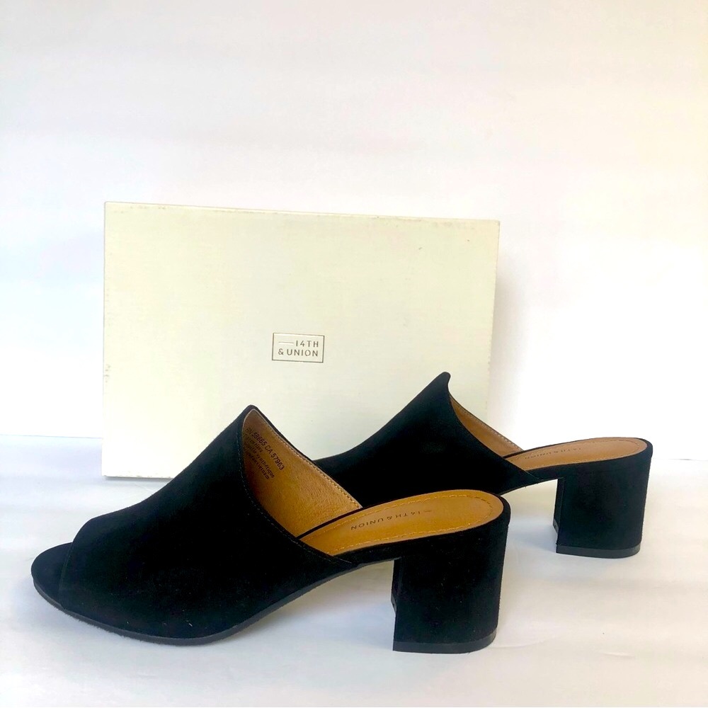 👡 NEW 👡 14th & Unión BLACK FAUX SUEDE MULE WITH OPEN TOE WOMEN SIZE 6 M